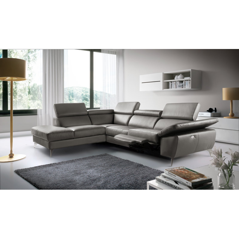 La Crosse Genuine Leather Electric Reclining Corner Sofa, Anthracite, Left Hand Facing