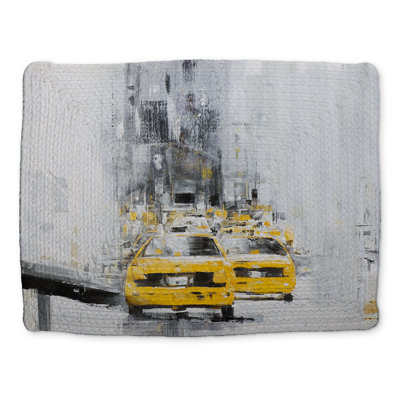 Gray Transportation Bedroom Placemat - Yellow Brooklyn Bridge