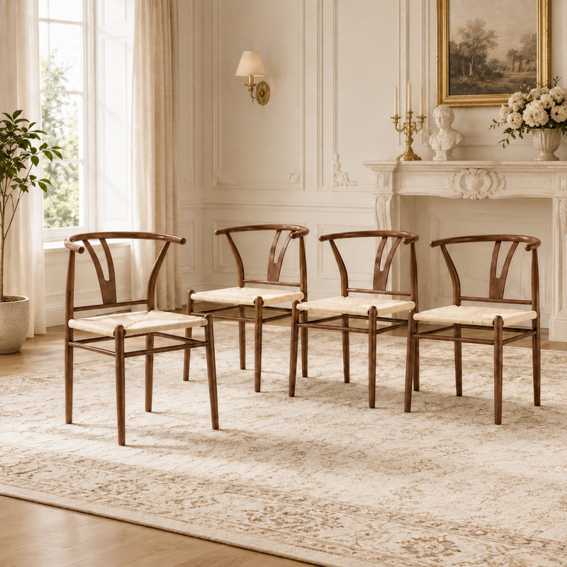 Chaises de salle à manger à dossier en Y de style Mid-Century, Brun, 4