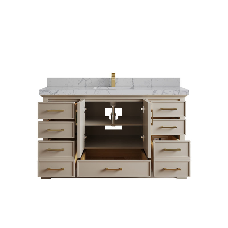 Meuble-lavabo simple 60 po avec plateau Khiala, Venatino