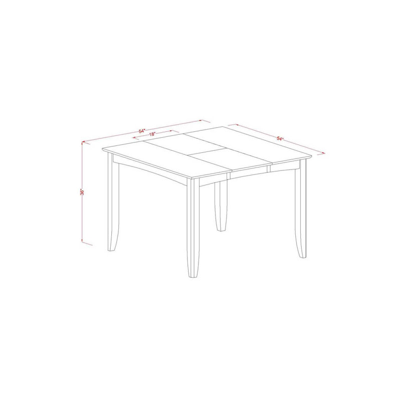 5 Piece Kitchen Counter Height Dining Table Set Includes a Square Pub Table with Pedestal and 4 Dining Room Chairs, 54x54 Inch, Black & Cherry