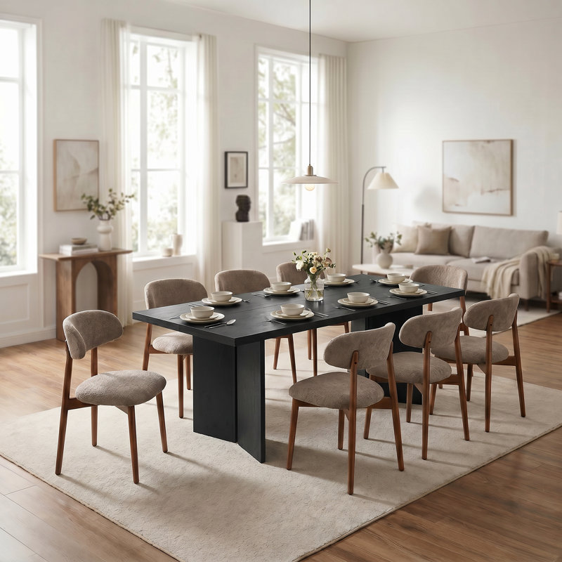 Table de salle à manger Amiliana, 9 pièces : table, 8 chaises, Noir/vert, H 29,53 po x l 63 po x P 31,5 po