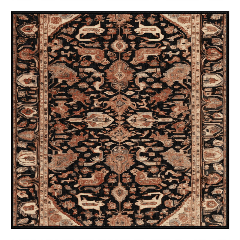 Machine Washable Persian Brown Area Rug, Square 7'