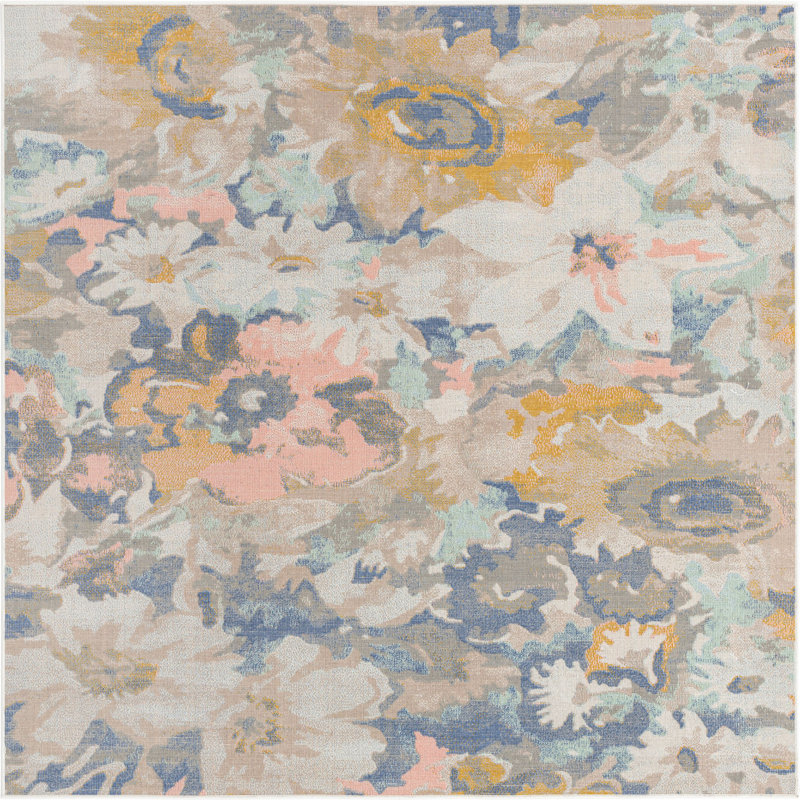 Floral Indoor Rug, Square 6'