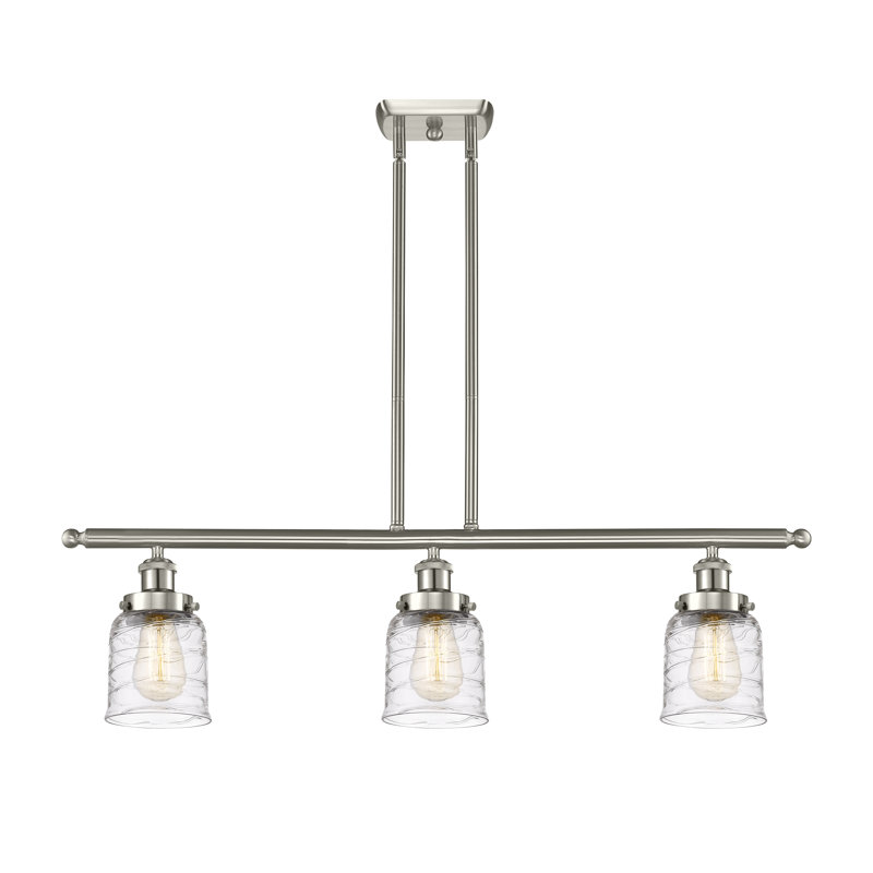 Luminaire suspendu linéaire à 3 lumières pour îlot de cuisine Alishma, Ampoule non incluse, Nickel satiné brossé