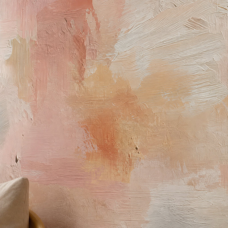 Papier peint abstrait avec rosé et pêche