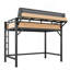Structure de lit simple de taille mezzanine avec tablettes de rangement et panneau perforé, lit mezzanine en métal avec ports USB et lumières DEL-133270651