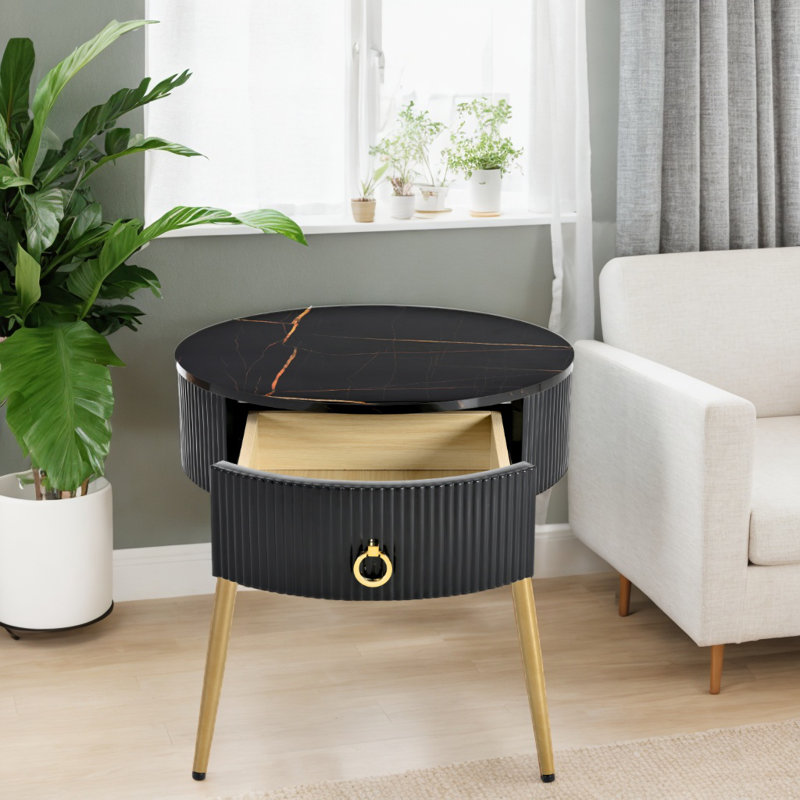 Khayam End Table Set with Storage, Black