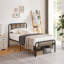 Structure de lit simple Kempst avec tête et pied de lit en bois, lit plateforme industriel en métal avec support à lattes robustes, aucun sommier tapissier, gris ardoise-1484010326-1593960967