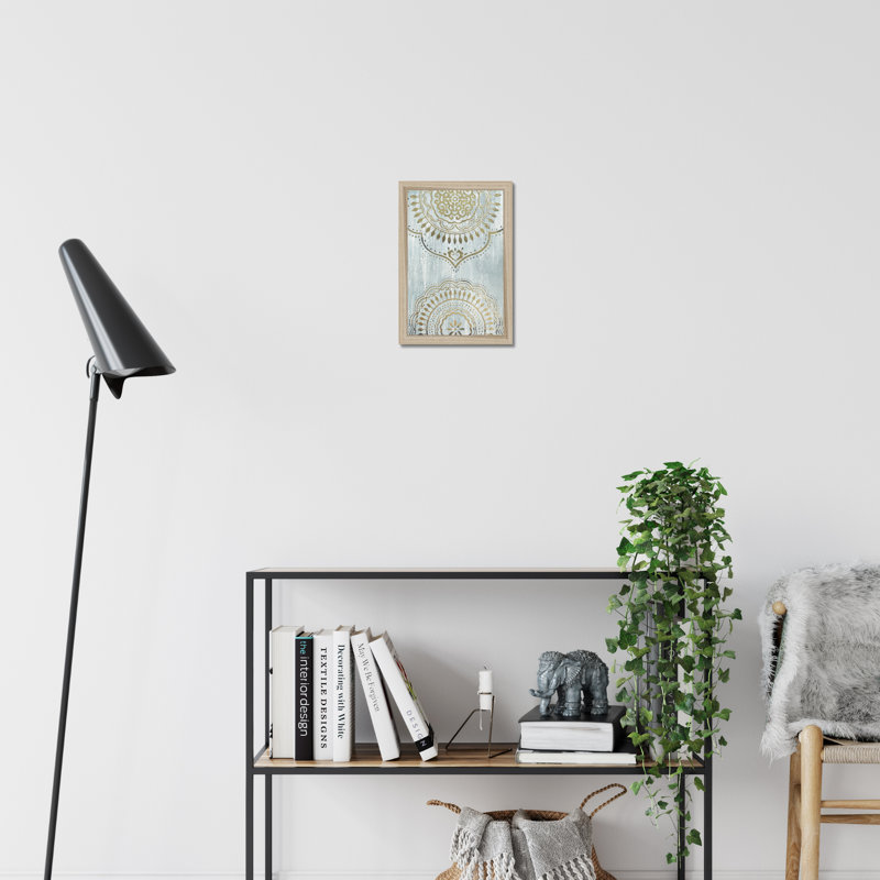 Indigo Mandala I by June Erica Vess - Print, 50cm H x 34cm W, Natural Wood Framed Paper Print
