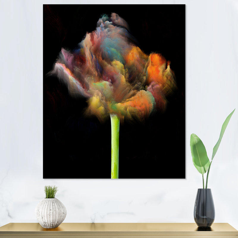 «Blooming Multicolor Fractal Flower», art mural moderne sur toile, H 12 po x l 8 po x P 1 po, Toile tendue
