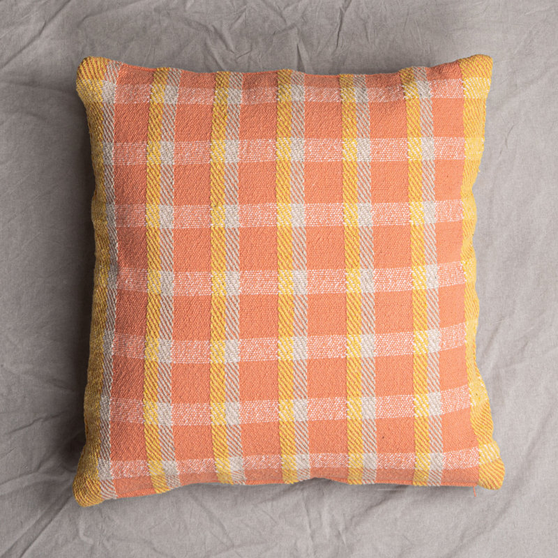Square Plaid Woven Cotton Pillow