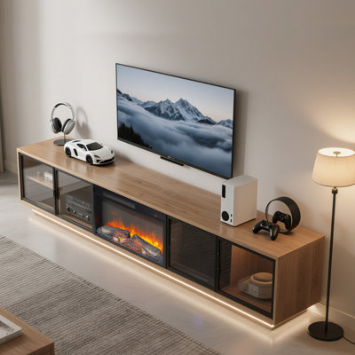 Foyer électrique encastrable 26 po, radiateur ultra-mince avec ensemble de bûches et flamme réaliste, télécommande avec minuterie, protection contre la surchauffe