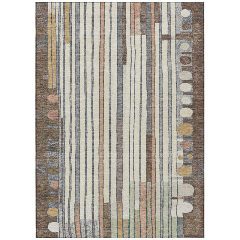 Tapis géométrique intérieur / extérieur lavable à la machine Husby ACN2189, Rectangle 8 pi x 10 pi
