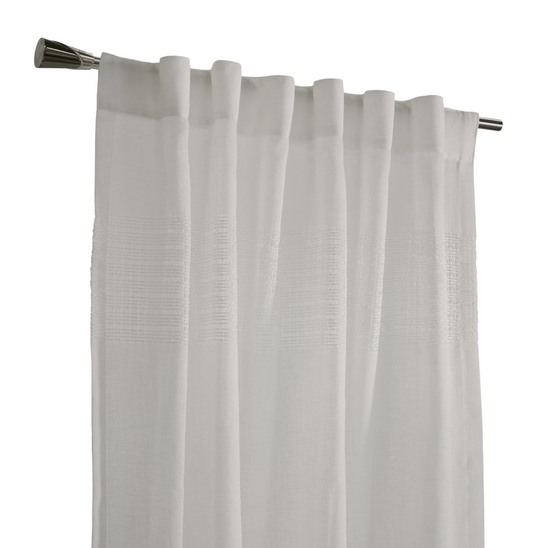 Panneau de rideau semi-diaphane uni Michayla, L 52 po x L 84 po, Blanc
