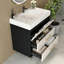 Meuble-lavabo autoportant moderne avec lavabo vasque en céramique et plateau en pierre frittée durable-618986502-618986503