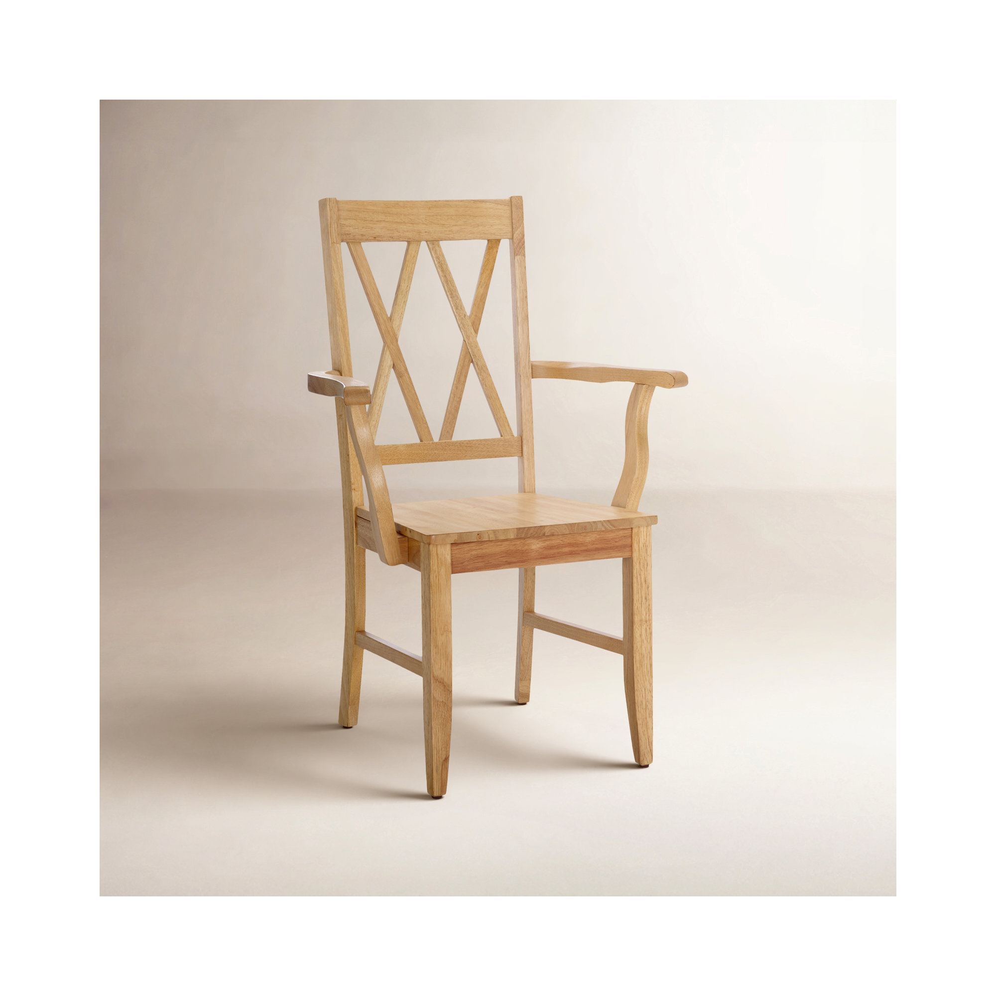Yelena Double X-Back Arm Chair, Light Oak