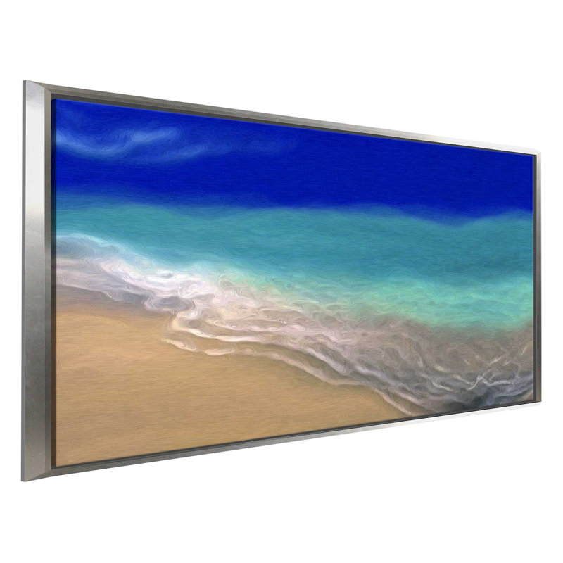 «Beach Scene», reproduction d'art, H 27,5 po x l 43,5 po x P 2 po, Cadre flottant argent