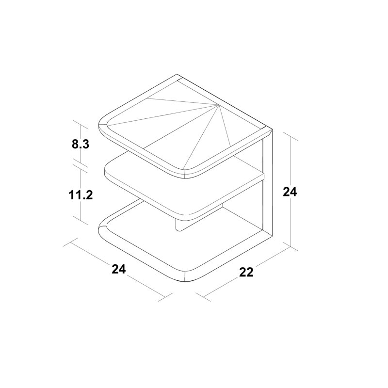 Cannello Floor Shelf End Table with Storage, Argento