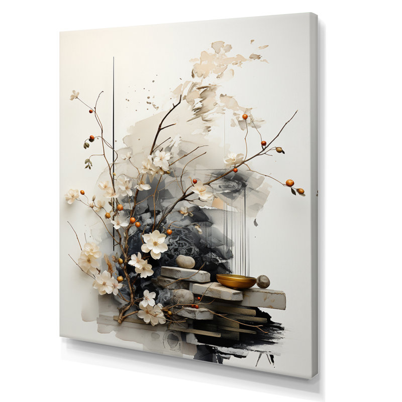 Jaciya Asian Art Classics Sumi III - Art mural asiatique pour le salon, Toile tendue, H 32 po x l 24 po, Sans cadre