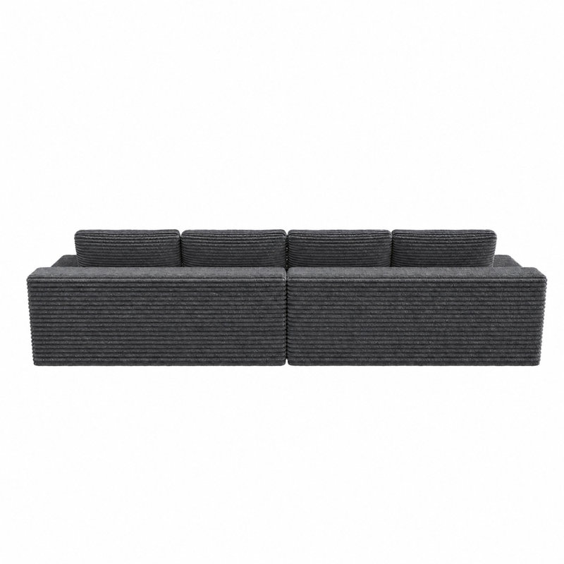 Canapé modulaire Boneless de 140 po en forme de nuage, canapé modulaire moderne avec siège profond, fauteuils rembourrés pour la chambre à coucher du salon, aucun assemblage requis (gris, 4 sièges)