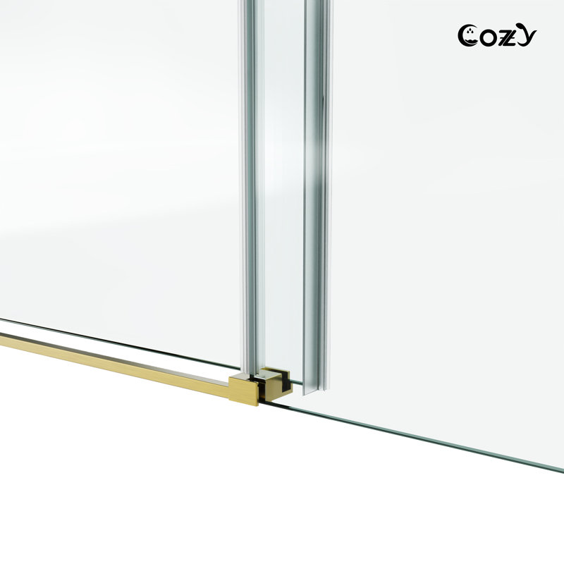 50-55" W X 76" H Frameless Single Sliding Shower Door with 3/8" (10mm) Clear Tempered Glass, Shatter-Resistant Film & Installation Hole Locator - Square Top Rail