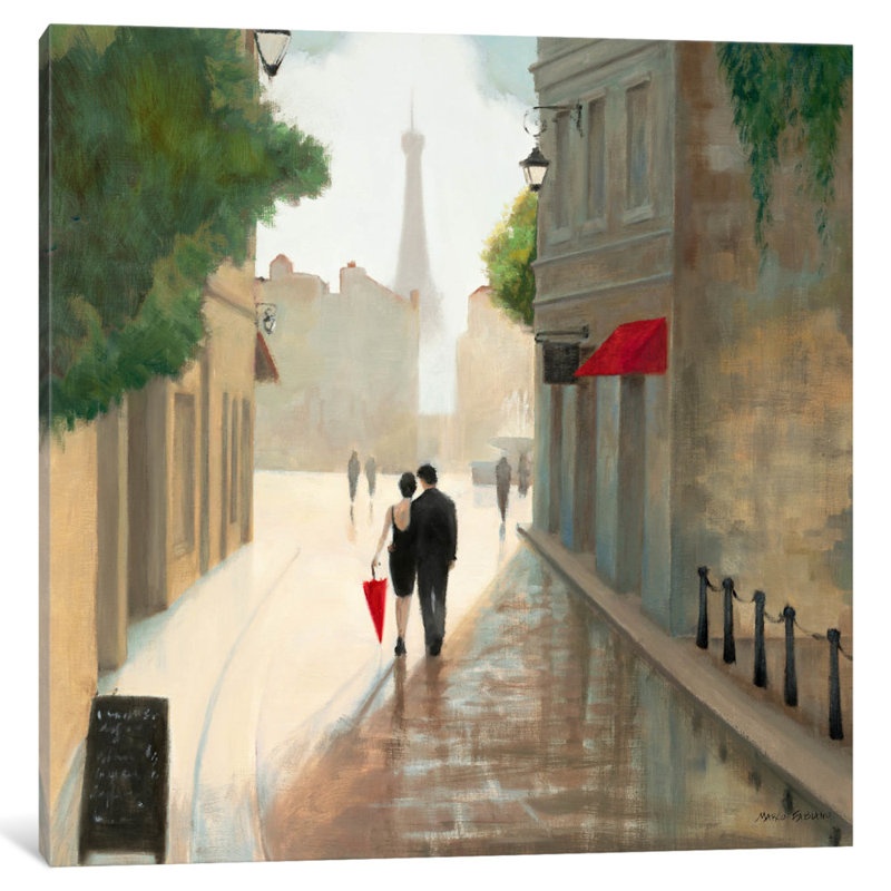 «Paris Romance I», reproduction d'art sur toile, H 16 po x l 16 po x P 1 po, Toile tendue, Blanc