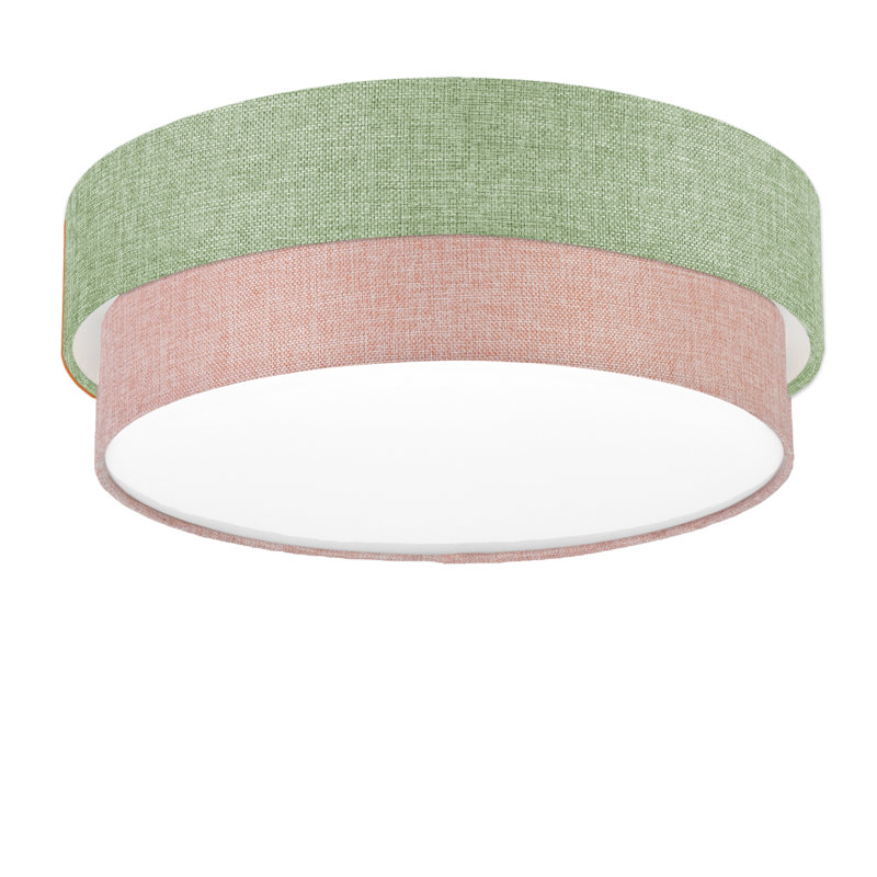 Elsemarie Fabric Flush Mount, Green, Pink