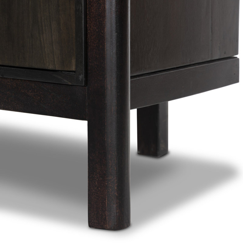 Reza Solid Wood Bookcase, Worn Black Parawood