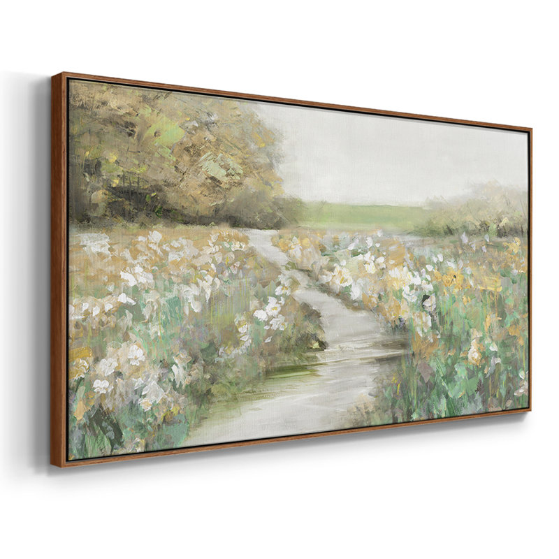 «Quiet Meadow», toile tendue avec châssis encadré, prête à être accrochée, H 17 po x l 33 po, Blanc