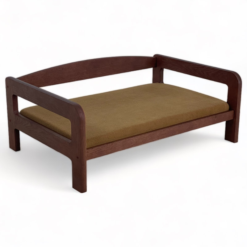 Lit pour chien surélevé Ayra, bois massif, matelas moka, finition noire, petit, Moyen (l 32 po x P 21 po x H 12 po)
