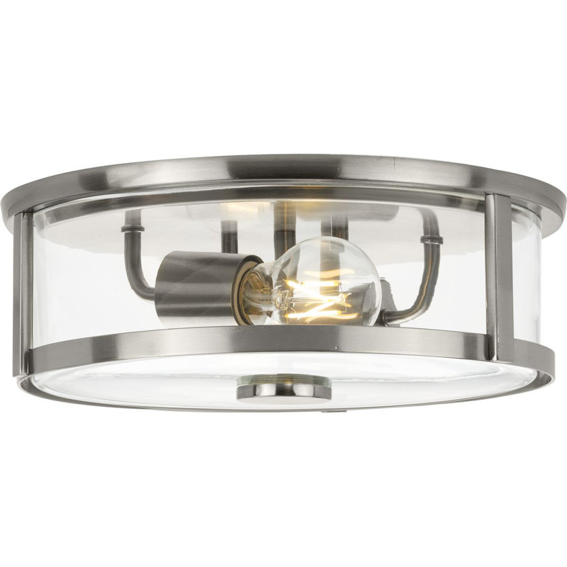 Plafonnier encastré en verre Assa, Nickel brossé, Transparent, H 4,62 po x l 12,62 po x P 12,62 po