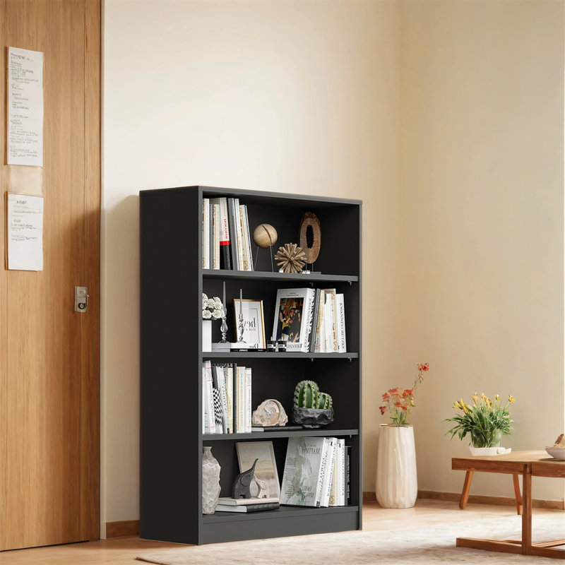 Bibliothèque moderne en bois, idéale pour les chambres à coucher et les bibliothèques de salon, Noir