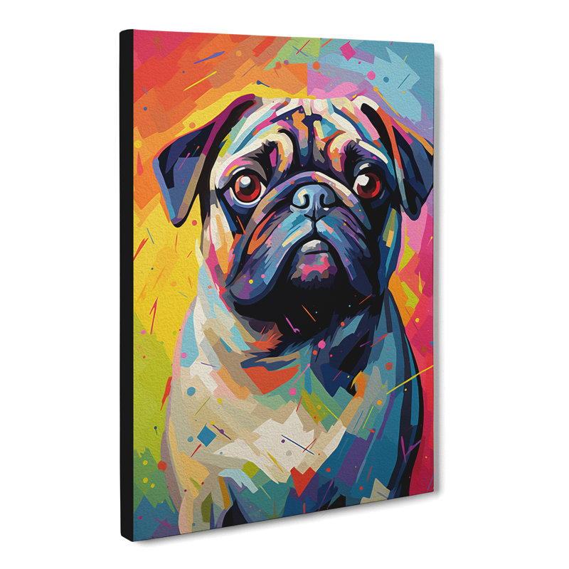 Pug Colour Field - Wrapped Canvas, 60cm H x 40cm W x 3cm D