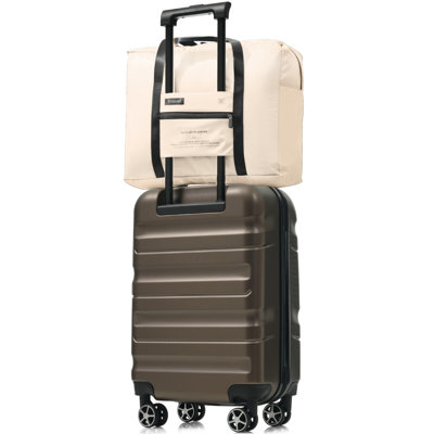 Hardshell ABS Carry-On Luggage with Spinner Wheels, Lightweight Travel Suitcase Set with Foldable Duffel Bag for Men & Women, 20Inch