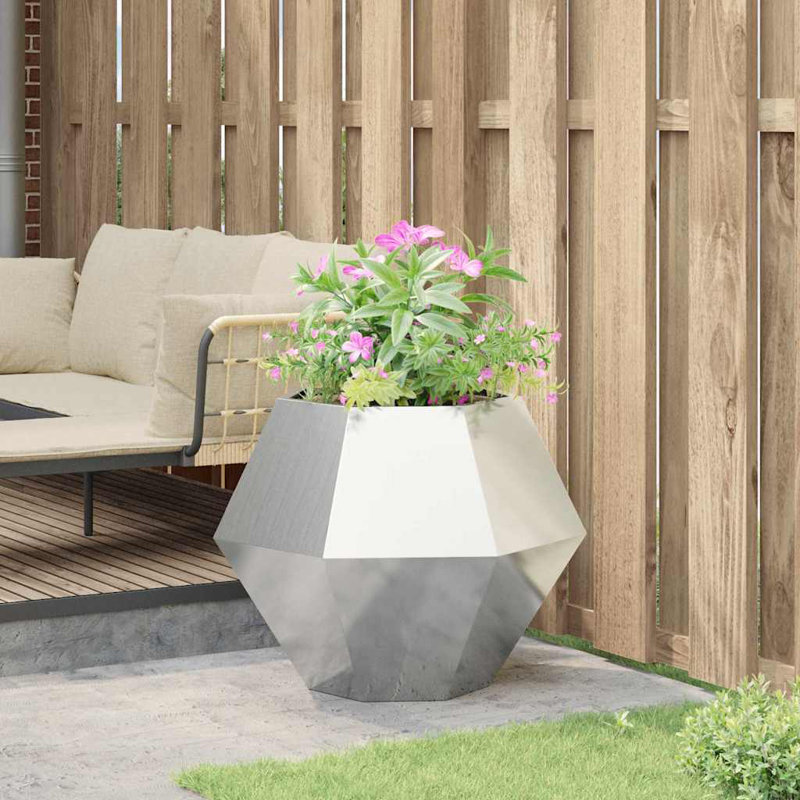 Planter Silver Stainless Steel, 60cm H x 75cm W x 75cm D