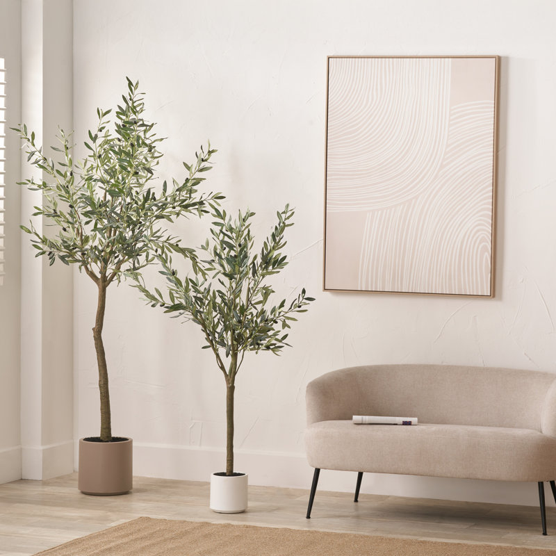 210cm Faux Tree in Cement Pot