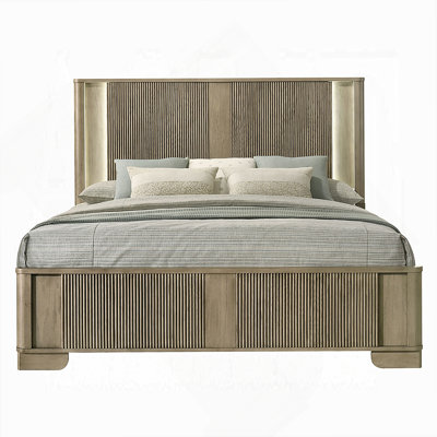 Transitional Style Bed With LED Light Headboard
