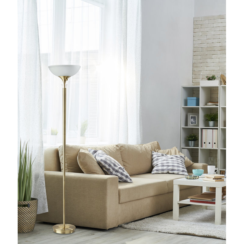 71'' Antique Brass Torchiere Floor Lamp
