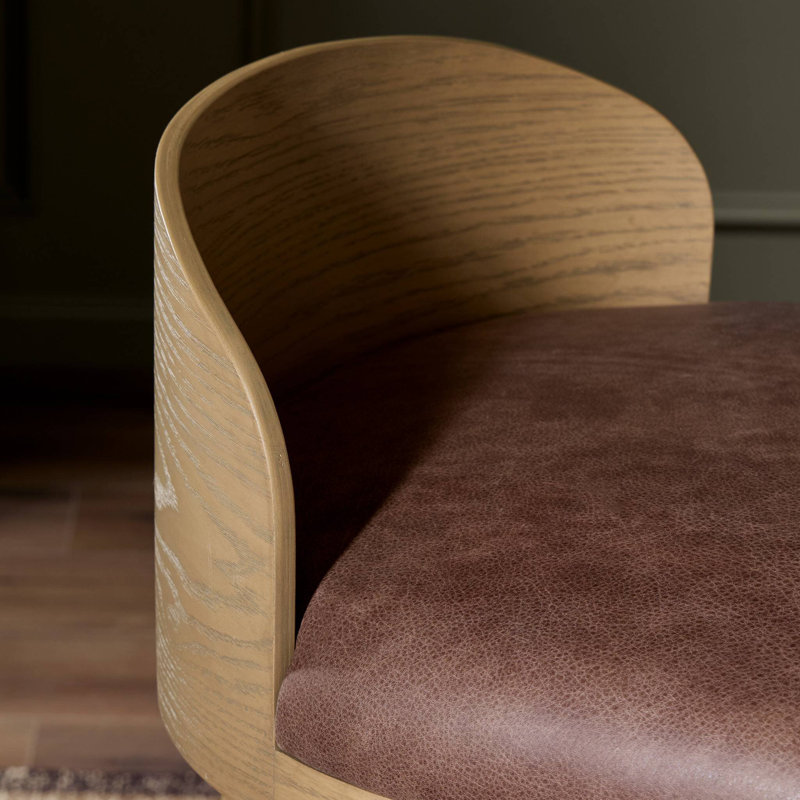Cloris Swivel Stool-Altair Sienna-Counter & Bar, Blonde Oak, Palermo Cigar Genuine Leather, Bar Stool (30.91" Seat Height)