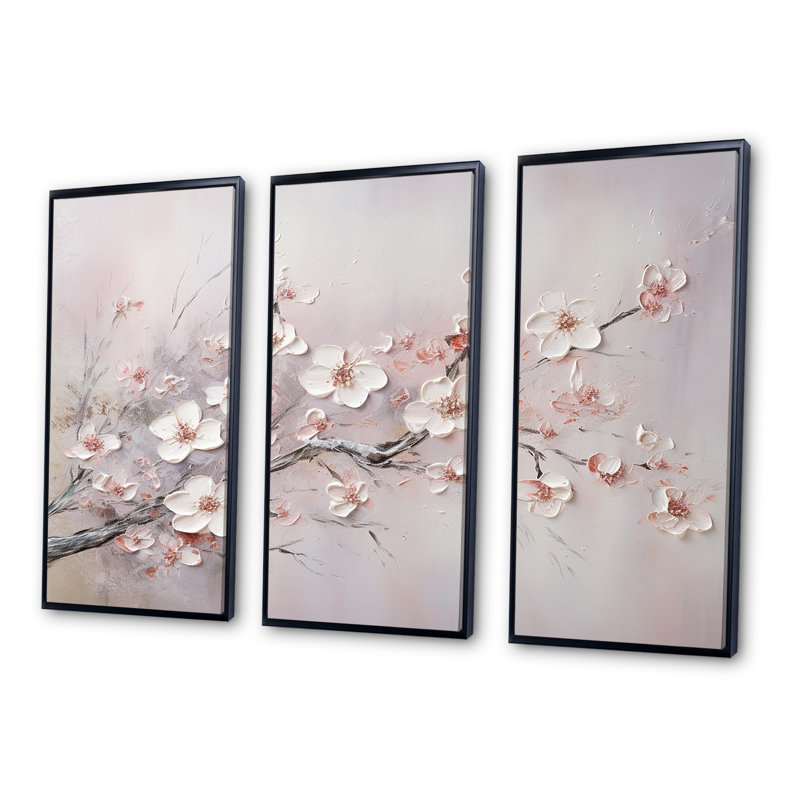 Ensemble de salon Gonsales - Fleurs, art mural, Cadre flottant noir, H 32 po x l 48 po x P 1 po