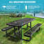 Table de pique-nique - 6 pi Rectangle, acier noir, mobilier d'extérieur polyvalent en acier