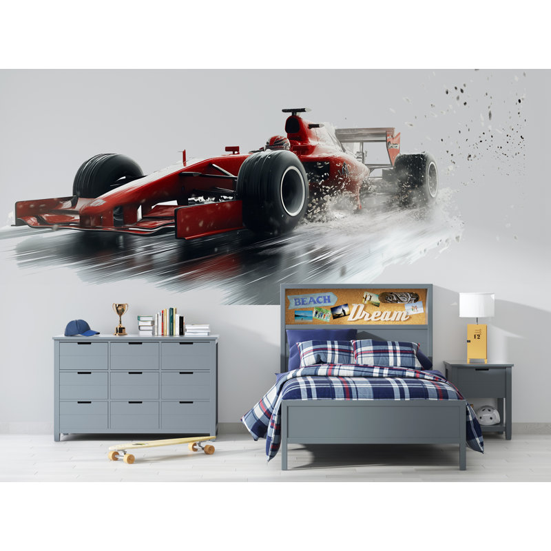 Formule voiture de course murale, chambre d'enfant, voiture de course, papier peint 267Mv, H 35 po x l 18 po