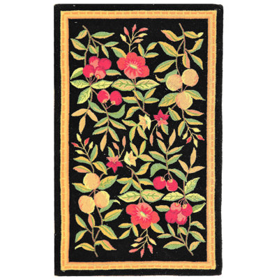 Kinchen Hand Hooked Wool Pile Floral Rug