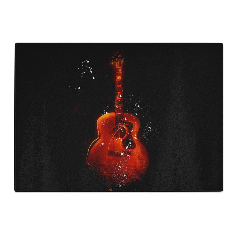 Tempered Glass Abstract Guitar Paint Splash Chopping Board, 20 cm x 28.5 cm