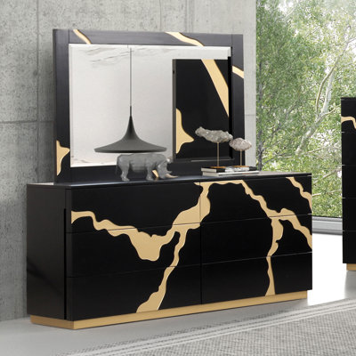 Commode 6 tiroirs avec miroir Wrayanne