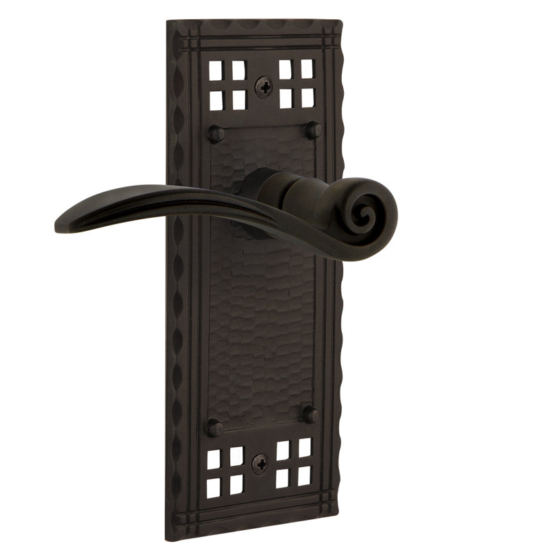 Craftsman Plate Double Dummy with Swan Lever, Oil-Rubbed Bronze, Wave/Drop
