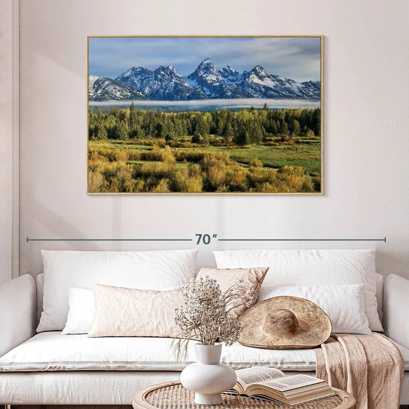 Grand Teton Sierras, Cadre flottant en bois naturel, 46 po x 31 po