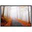 Automne, automne, brouillard, automne, chemin forestier avec feuilles orange sur toile-93629126-93629127