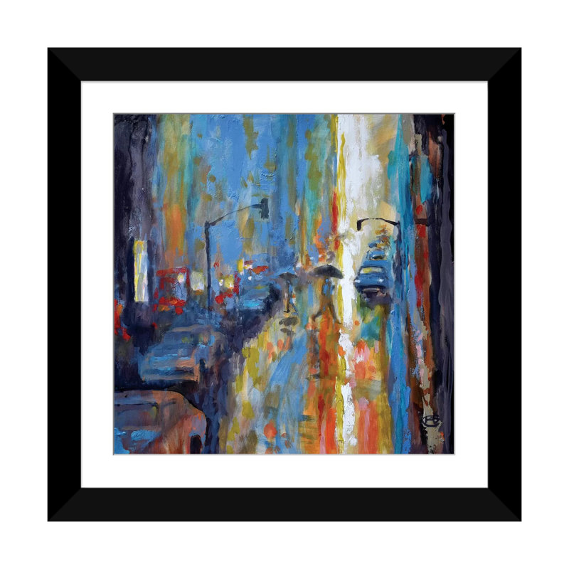 «Light Rain», reproduction sur toile, Papier d'art encadré noir, H 16 po x l 16 po x P 1 po